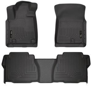 Toyota Tundra Crew Max Floor Liners - Front + 2nd Seat - Husky Liners - WeatherBeater - Black - 2014